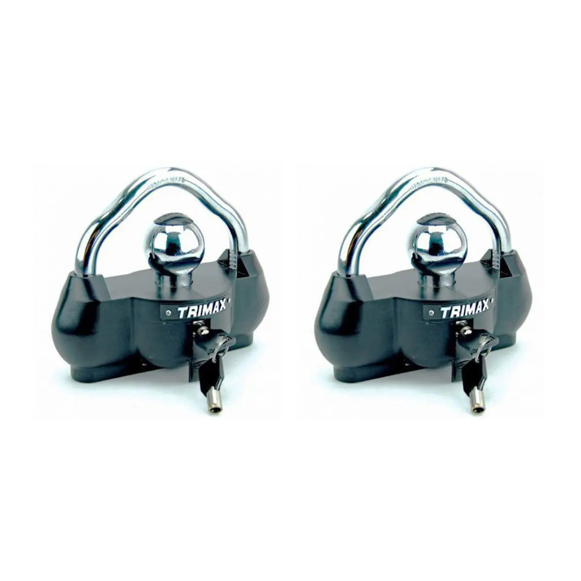 Trimax Deluxe Universal Coupler Lock — 2-Pack, Keyed Alike, Fits 1-7/8in. to 2-5/16in. Couplers, 4.5in. Shackle Width, Model# UMAX-100-2-KA